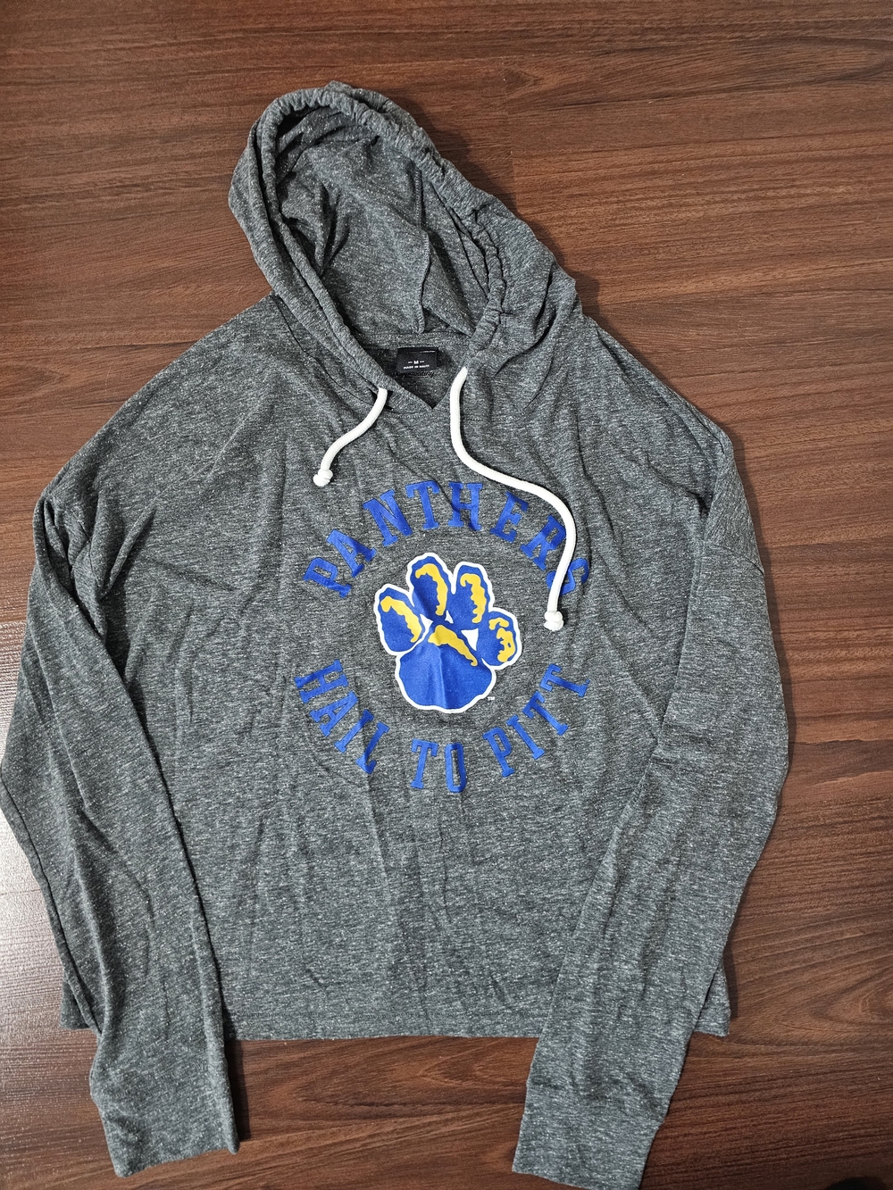 Pitt Panthers Gray Panthers Graphic Hooded Pullover with Blue & Yellow Paw